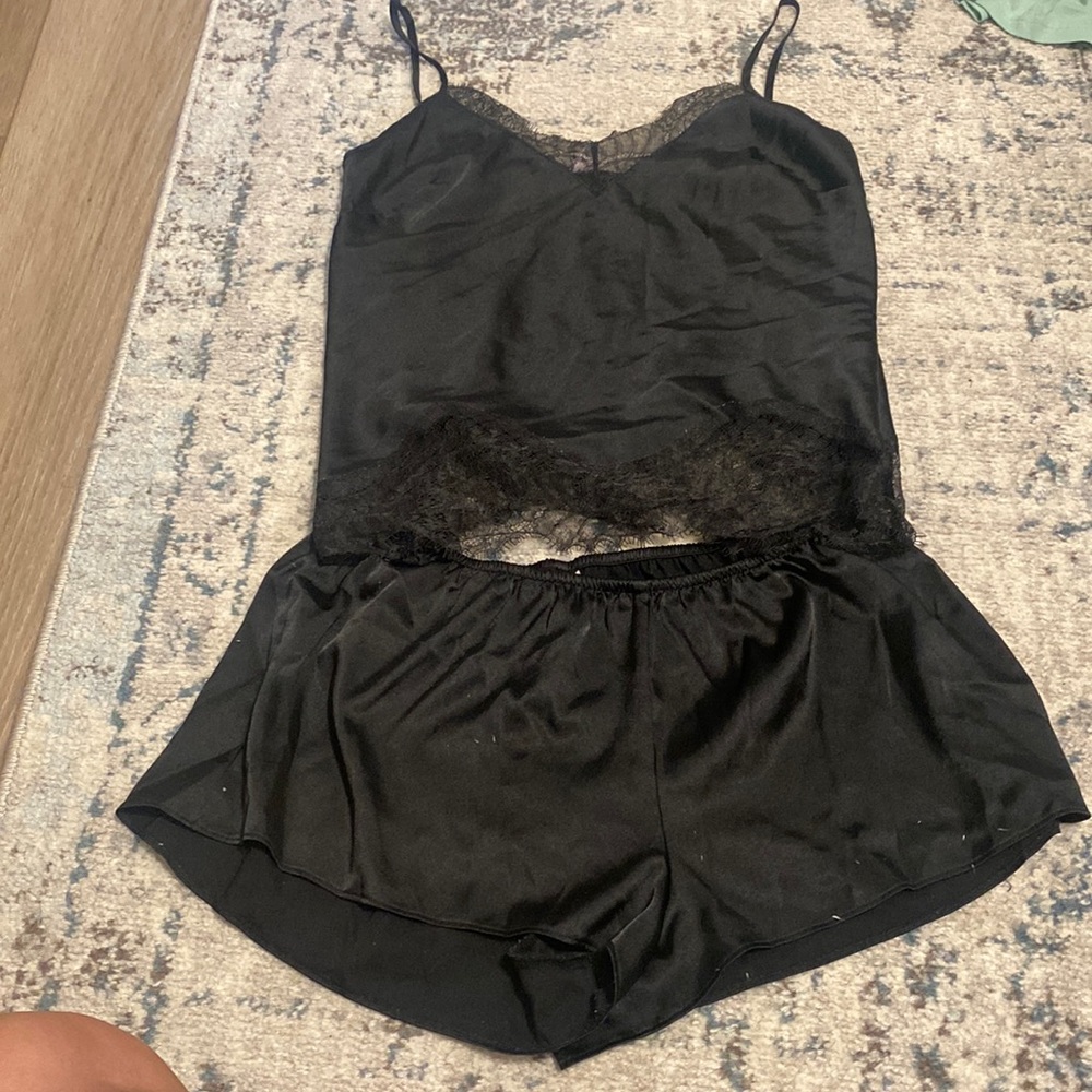 Victoria’s Secret black silky lacy PJ set